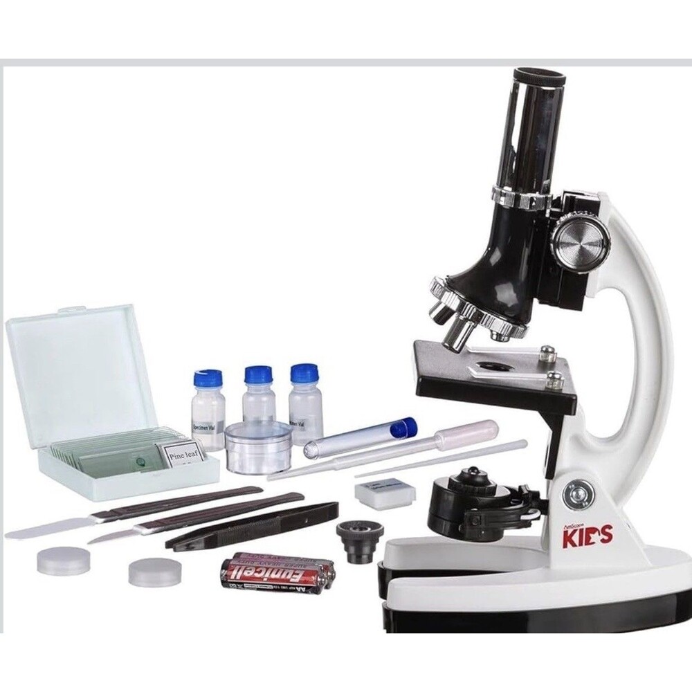AmScope 52pc Kids Starter Compound Microscope Portable Science Kit
